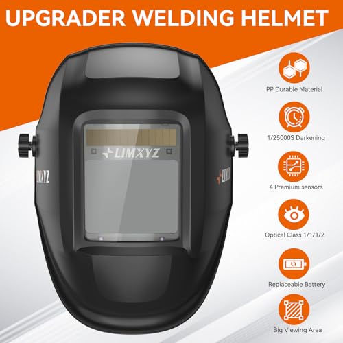 Image of Welding Helmet Auto Darkening,Large Viewing 3.94 * 3.15 inch True Color Welding Hood With 4 Arc Sensors Solar Powered,Wide Shade 5-9 /9-13 for TIG, MIG, MAG (L-001)