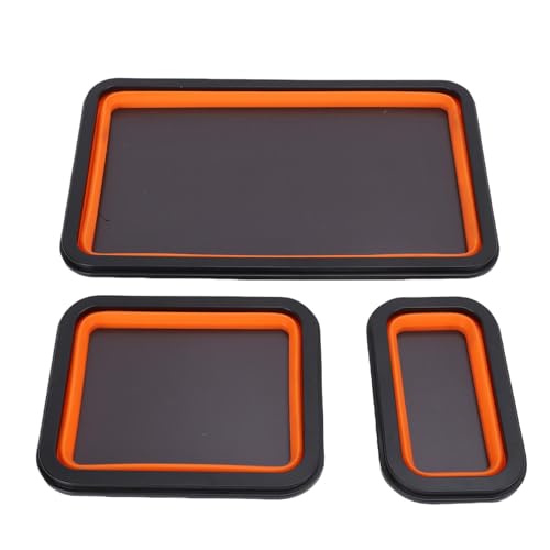 JTLB 3Pcs Collapsible Magnetic Parts Tray Set 3 Different Size for Screw Bolts Nuts Washers Pins Small Metal Parts Mechanic Tool Storage OrganizerV