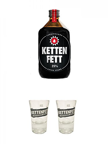 Kettenfett Lakritz Likör 0,5 Liter Kanne + Kettenfett Shot Glas 1 Stück + Kettenfett Shot Glas 1 Stück