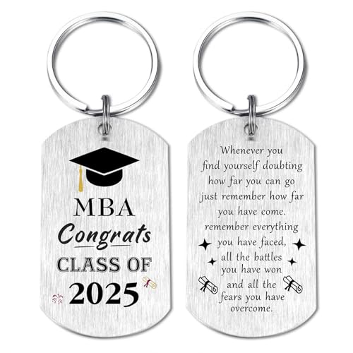 Viayen Regalo di laurea MBA per lui e lei - Portachiavi ispiratore regalo per laureati MBA Business School Graduazione per uomini e donne, Laureato Mba, 2*1.1Inch