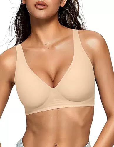 Shape Curve Jelly Bra, Seamless Deep V Push-Up Wireless Bra, Comfortable Wireless Full Coverage Jelly Smoothing Bras (US, Alpha, Small, Regular, Regular, Beige)