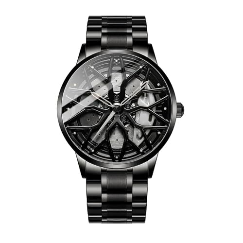 Image of Branded Men's Sport Quartz Watch Car Wheel Multicolour Dial Wheel Dial 360 Rotating Casual Fashion Stainless Steel Alloy Mens &Boy's Luxury Metal Gift Creative Watch