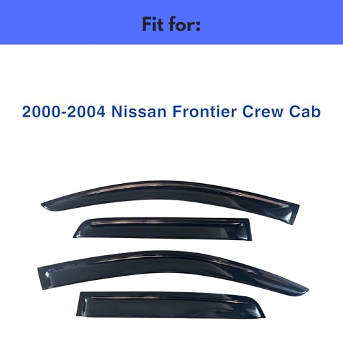 Image of IG Window Visors Fit for 2000-2004 Nissan Frontier Crew Cab, Out-Channel Rain Guards Vent Wind Deflectors 4PC, Truck Accessories for 00-04 Frontier Crew Cab (Full-Size Cabs)