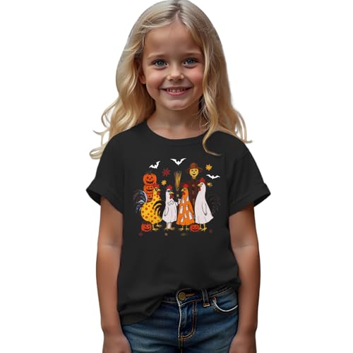 SOFEON Toddler Girl Boy Halloween Shirt Chick or Treat T-Shirt Cute Ghost Chicken Pumpkin Graphic Tees Spooky Season Tops