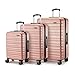 Amazon Basics Hardside Suitcase Set - 3 Piece Expandable Luggage Set (55, 68, 78 cm), ABS Anti-Scratch Shell, 4-Wheel Spinner, Rose Gold