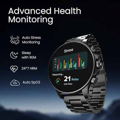 Image of Fastrack Marvellous FX2 1.54 inch Super AMOLED Smart Watch with SpO2, Sleep Monitor, BT Calling, Metal Body, Voice Assistant, 100+ Sports Modes - Smartwatch for Professionals (Black)