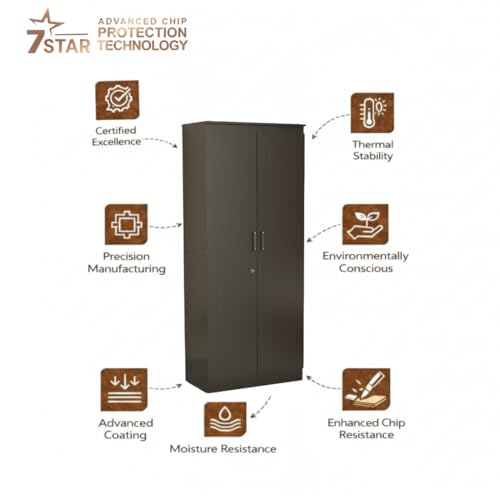 Image of Amazon Brand - Solimo Duo Plus 2 Door Engineer Wood Wardrobe for Clothes Storage with Hanging Hanger for Bedroom, Living Room, Cupboard, Wooden Almirah - Wenge
