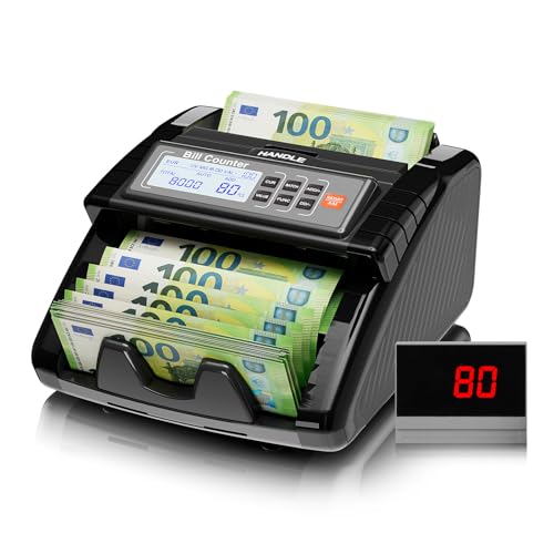 AL1000 Geldzählmaschine, UV/IR/DD/MG Falschgelderkennung, Wertzählung & Batch & Additions Funktionen, LCD-Display, 1200 Banknoten/Min., Unterstützt...