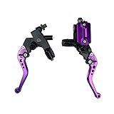 HARIFOGER Universal Motorcycle 7/8' 22mm Brake Master Cylinder Reservoir Handlebar Clutch Lever CNC Left & Right Set Compatible with Honda Kawasaki Suzuki Yamaha Purple