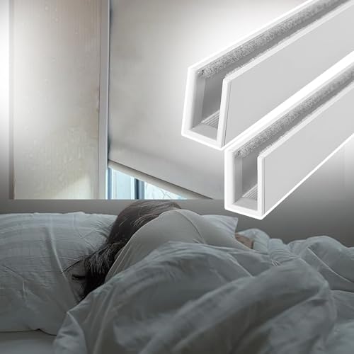 Bedroom Blackout Light Blocking Strips for Roller Blinds, U-channel Light Blockers Side Tracks for Window Shades, Nursery Blackout Side Rail