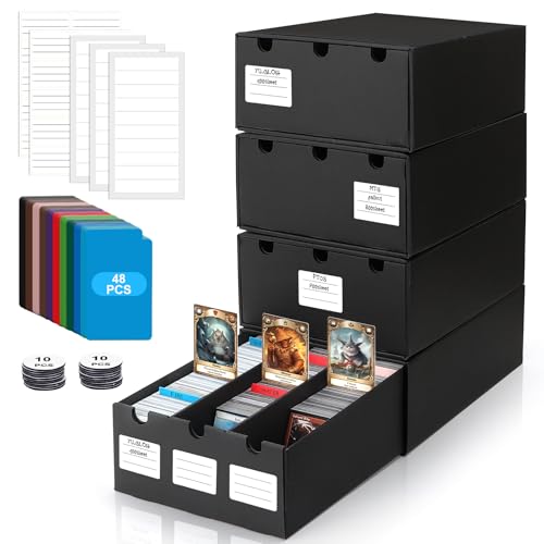 AOBOPLE Karten Box für 12000+ Trading Card,Sammelkarten-Aufbewahrungsbox mit 48 Kartenteiler,Etiketten Klebeband und Schubladen,Sammelkarten Box Trading Card Box für TCG,MTG,PTCG,Sports Karten