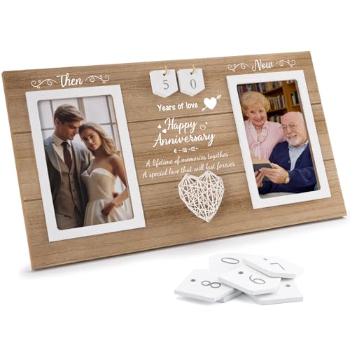 Calibron Then & Now Anniversary Wedding Gifts for Couples,1-99 Years Anniversary Picture...