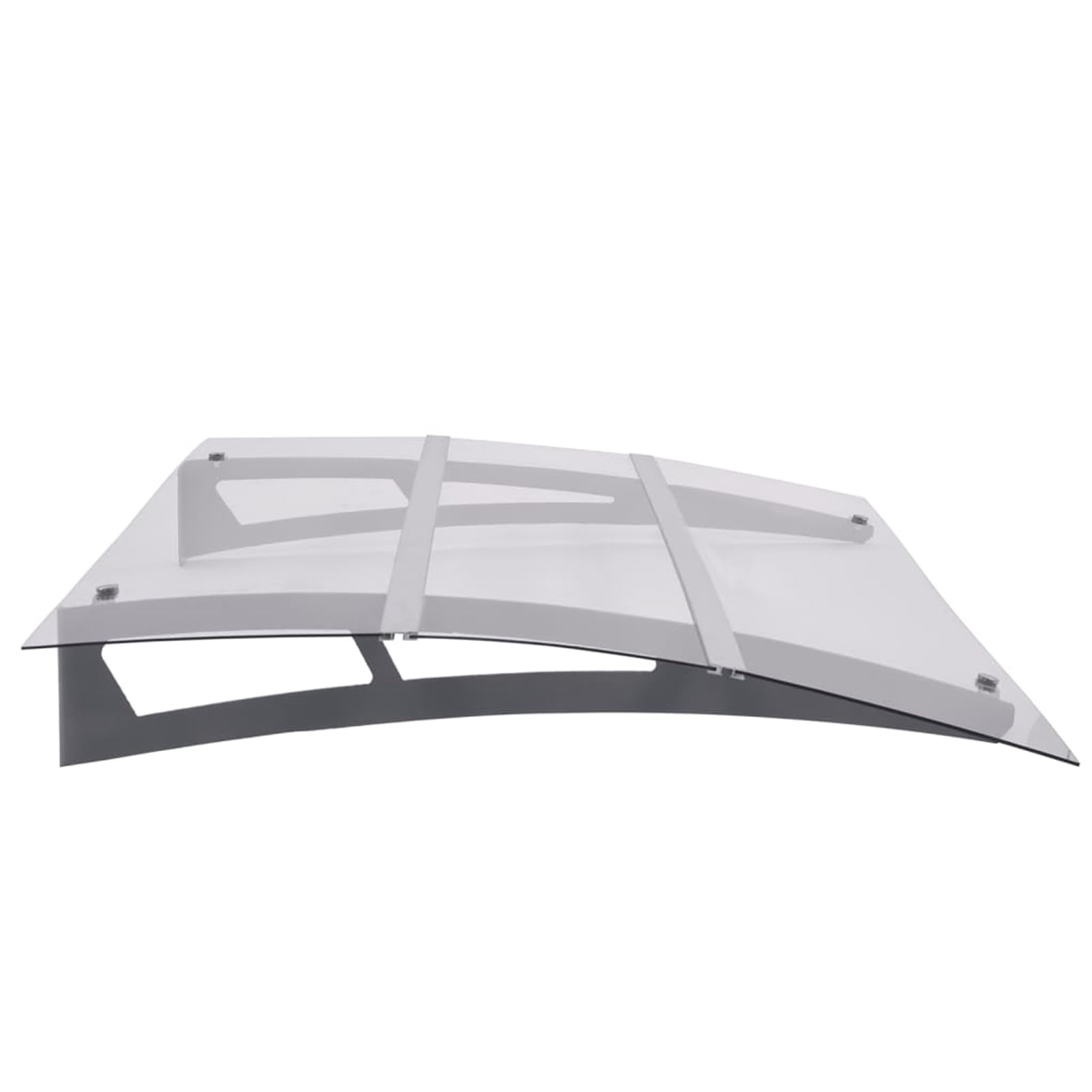 Daszek drzwiowy PET 150 x 90 cm srebrny-przezroczysty, rama stalowa i aluminiowa | Odporny na warunki atmosferyczne dach PET, odporna na korozję rama stalowo-aluminiowa, łatwy montaż z akcesoriami