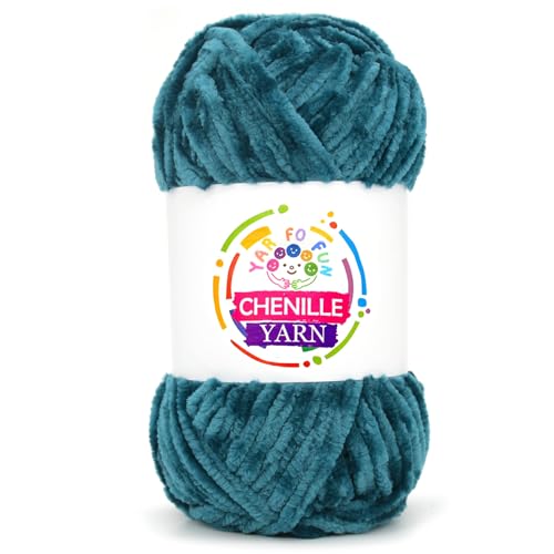 Image of 100g Velvet Chenille Yarn for Crocheting,Turmeric Fluffy Velvet Plush Yarn Thick Soft Chunky Chenille Yarn Baby Blanket Yarn for Crocheting Knitting Beginners（Sapphire Blue）