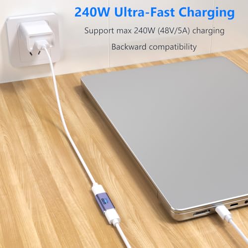 Image of Tobfit USB C Adapter 40Gbps(2 Pack), USB-C Male to Female Adapter 4.0 Type C Data Transfer Connector Compatible for Samsung, MacBook and More Type-C Device-Straight
