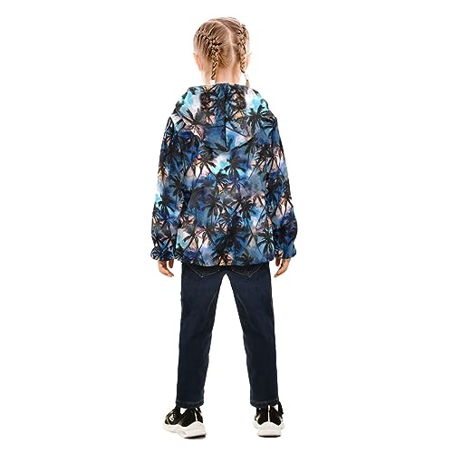 Dark Palm Trees Silhouettes Boys Fleece Hoody Jacket Zip Up Coat Warm Fall Winter Plush Jacket Long Sleeve Outerwear4