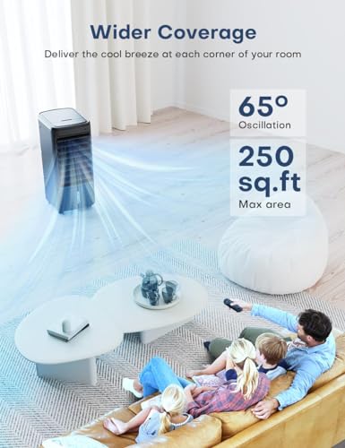 Image of Evaporative Air Cooler, Swamp Cooler Air Conditioner w / 12H Timer for Auto-off, 6 Upgraded Ice Packs, 3-Speed Windowless Air Conditioner - Pink