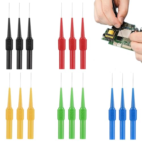 DWFEYOI 15 piezas de sonda de prueba de multímetro aislada, cables de multímetro, conector banana flexible de 4 mm, sonda trasera, bolígrafo de prueba de multímetro