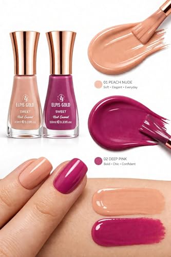 Image of Nail Paint Combo Pack of 2 | Quick Dry | Long Lasting | Glossy Finish (Peach Magenta Combo)