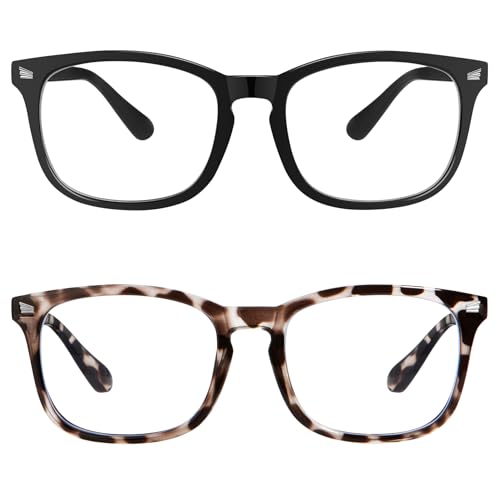 Blue Light Glasses for Woman Men, Blue Light Blocking Glasses, 2 Pack Ultralight Fashion Bluelight Glasses Blockers for Computer Protection Gaming TV Phone Reading Glasses Anti Eyestrain UV Eyeglasses