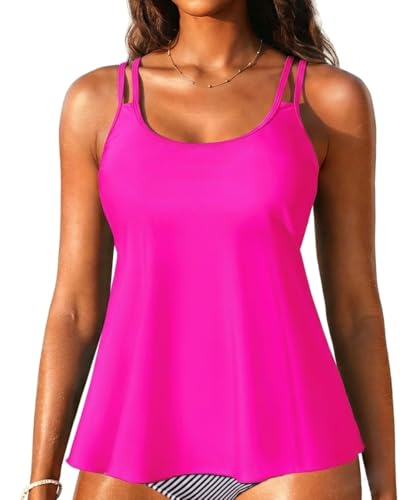 Image of Womens Flowy Tankini Tops Only - Modest Bathing Suit Loose Fit Swimsuit Swim Tops No Bottom 2025 (Available in Plus)