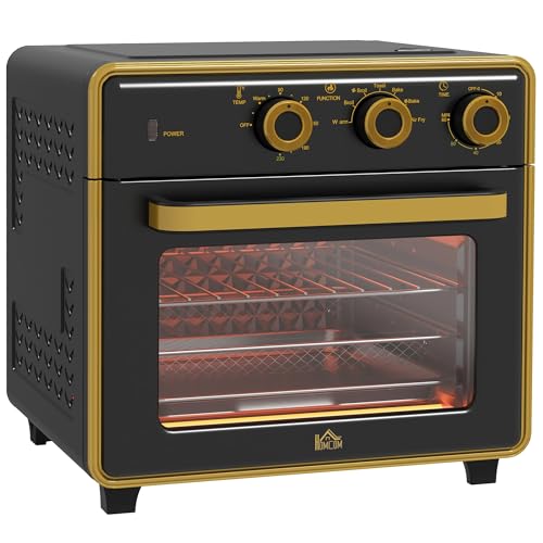 HOMCOM Minibackofen mit Umluft 20L Mini Ofen mit Backblech,...