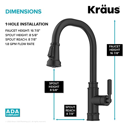 KRAUS Allyn Transitional Industrial Pull-Down Single Handle Kitchen Faucet in Matte Black, KPF-4101MB - image 5