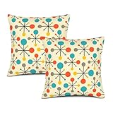 Waiyear Mid Century Modern Atomic Throw Pillows Covers 18'x18' Set of 2, Retro Decorative Pillow Cases for Couch Sofa Living Room,Yellow Cushion Covers
