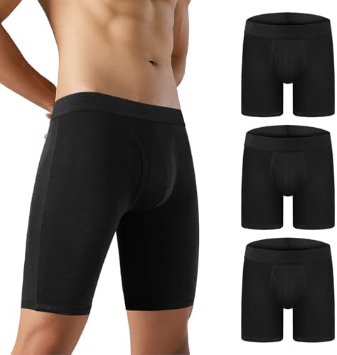 （12:30時点） [5MAYI] ボクサーパンツ メンズ 下着 ロング ボクサー 前開き 綿 ボクサーブリーフ メンズ ボクサーパンツ 男性用下着 3枚 肌着 ボクサーパンツ メンズ セット パンツ メンズ 下着 ボクサー 蒸れないブラック Mサイズ