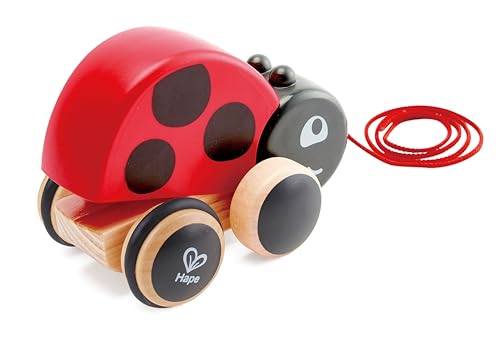 Hape Nachziehkäfer Marie - Nachziehspielzeug aus Holz, Motorik, Laufenlernen, Lernspielzeug Baby, Montessori Spielzeug, für Kinder ab 12 Monaten