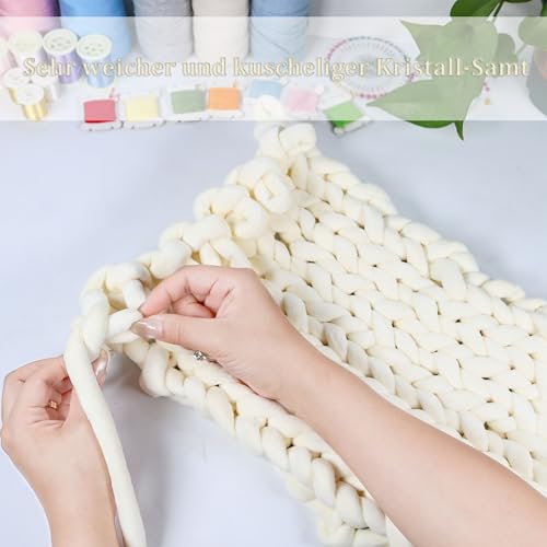 Jasvelly Dicke Wolle 900g Creme für Handstricken und Häkeln – Bild 3