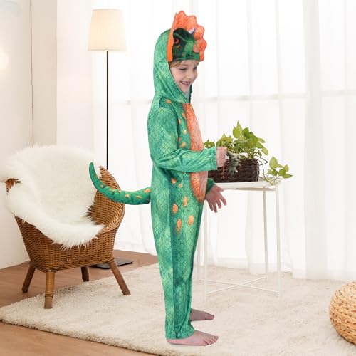 Sincere Party Sublimation Print Triceratops Dinosaur Costume for Little Boys and Girls Dinosaur Oneise with Triceratops Statue Toy for 2-3 years - Image 3