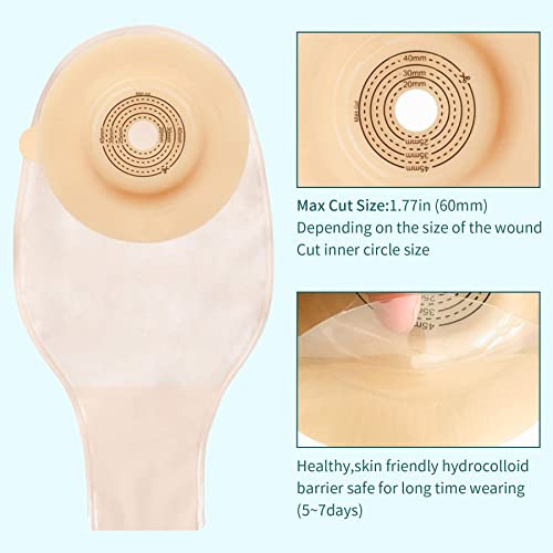 15Pcs 2-Piece Colostomy Bags, Ostomy Bag With 5 Convex Barrier Special Design For Retracted Stomas, 20-45Mm Cut-To-Fit Drainable Ostomy Pouch For Ileostomy Stoma Care (With Ostomy Belt) #TOP4