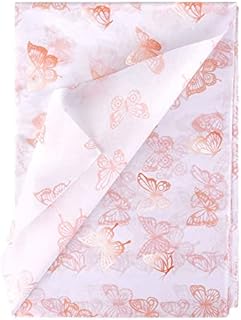 KINBOM 30pcs 35 x 50cm/ 13.8 x 19.7 inch Butterfly Tissue Paper, Rose Gold Wrapping Paper Metallic Packing Paper for DIY Crafts Baby Showers Birthday Wedding