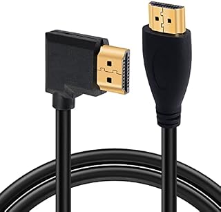 GELRHONR 4K HDMI Cable 1.4,Right Angle HDMI Male to Male Cable 4k@30Hz,Gold-Plated Connector,Support ARC, 3D, Ethernet,for HD TV, Lactop, PC,Projector-Black(1m/3.2Ft) (Straight/Right)
