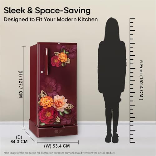 Image of LG 185 L, 2 Star, Direct Cool Single Door Refrigerator (GLD1925XORK, Ruby Klase, Base stand with Drawer, Fit Max Chiller Tray, Works Without Stabilizer, 2026 Model)