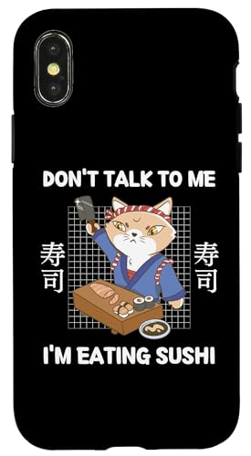 Carcasa para iPhone X/XS Cat Don't Talk To Me I'm Eating Sushi Estilo Japonés