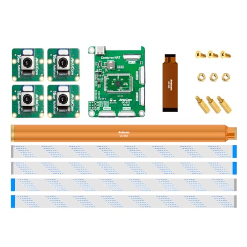 Arducam 16MP Autofocus Quad-Camera Kit for Raspberry Pi, 16MP IMX519 Autofocus Synchronized Pi Camera, Compatible with Nvidia Jetson Board