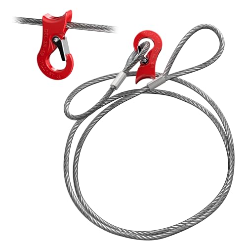 Single Leg Wire Rope Sling (9.84ft 3.6T/8000Lbs Vertical Capacity) Flemish Eye Loop Log Rigging Cable to Heavy-Duty Thimble with Sliding Choker Log Choker Cable with Tow Ring for Pulling Lifting