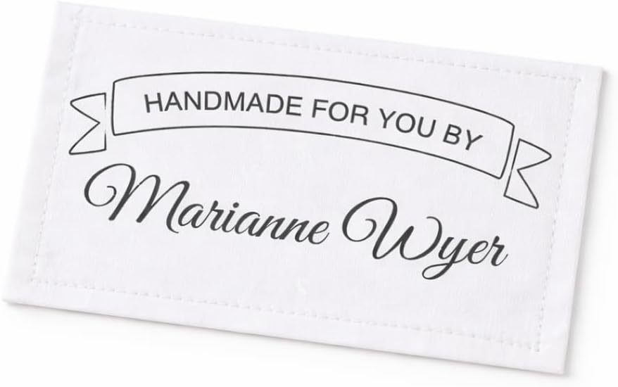 Personalized Handmade Quilt Labels – “Handmade for You By” Custom Fabric Labels – Cotton Quilt Tag Sheet with HeatnBond Backing – 2.5” x 1” – 8 Labels per Sheet