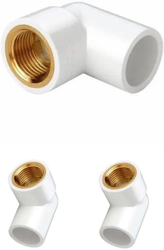 1" Inch (25mm) UPVC Brass Elbow 90 Degree Pipe Fitting (White), Pack of 2
