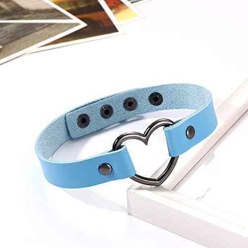 Punk Leder Choker Mit Herz-Anhänger - Verstellbares Halsband Im Dark Romance Style