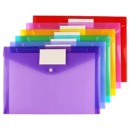 image for Hutou 6 Pack Clear Document Folders Plastic Envelopes Poly Envelopes F