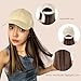 VAVANGA 14inch Beige Baseball Cap with Hair Extensions, Straight Hat Wig Short Bob Hair Summer Hat with Short Wig Blonde Highlight Color for Women (#106, 14