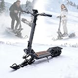 800W Adult Electric Snowmobile, 48V 20AH Long Range 30KM Snow Scooter Electric, 3-in-1 All-Terrain Scooter with Anti-Skid Track Snowboard & Winter Ice Sled for Ski Bike Adventure