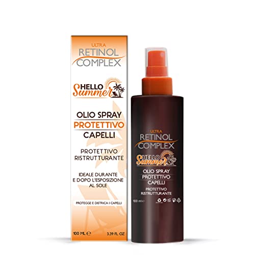 Ultra Retinol Complex Hello Summer Huile spray protectrice et restructurante pour cheveux L idéale pendant et après l'exposition au soleil. Protège et démêle les cheveux. - 100 ml 12 m
