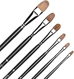 Sable Watercolor Paint Brushes Flat Filbert Paint Brush Set for Acrylic Painting, Artists Miniature
