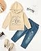 YALLET 2T 3T Toddler Baby Boy Clothes Fall Winter Outfit Sets Long Sleeve Letter Hoodies Top+Ripped Denim Pants 2pcs Khaki