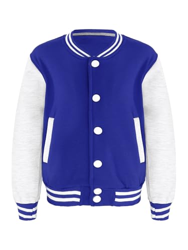 Kids Girls Boys Bomber Jacket Long Sleeves Baseball Jackets School Uniform Outwear Sweatshirt