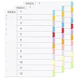 Wosyoodo Register für Ordner A4, 36 Blätter mit Farbigen Index-Tabs 1-12, Trennblätter für Ordner A4, Ordner RegisterA4, Ordner Trennblätter, Ordners Organizer, TrennblättersA4, 11-Lochung